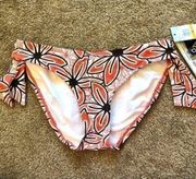 NEW NWT JAG JEANS Coral Red ? Brown Tropical Floral Y2K 00s Bikini BOTTOM Small