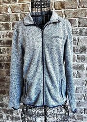 Vintage Ladies  Gulfstream Cardigan Large Sweater Gray Front Zip Embroid…