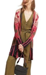 Scotch & Soda Beachs Freak Palm Intarsia Tropical Print Long Cardigan Small