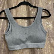 Lucky Brand Heather Gray Ribbed Button Bra, 1X NWOT