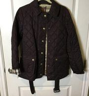 BURRBERRY BRIT JACKET WITH CLASSIC NOVA CHECK LINING.  SIZE 4 QUILTED JACKET