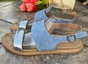 Aquatalia By Marvin K. Whistler Blue Leather Sandals Sz 9