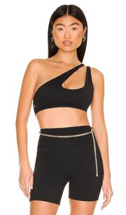 One Shoulder Bra Top in Black