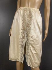 Vintage Diane Von Furstenberg Half Slip Medium Beige Ivory Sheer Lace Front DVF