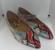 Seven 7 Snake Embossed Nelly Flats Women’s Size 7 Vegan Multicolored Point Toe