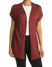 Catherine Malandrino Womens Morocco Red Slub Open Cardigan Sweater