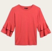 FRYE Open Crewneck Ruffle Top