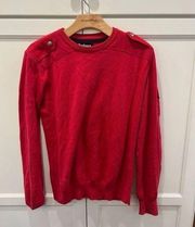 Barbour size Large red sweater pullover crewneck bold luxury jewel tone preppy