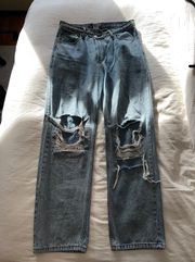 Distressed Crossover Jeans