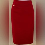 Calvin Klein NWT Red Pencil Skirt Sz 14 Fully Lined Zipper Closure In The Back.