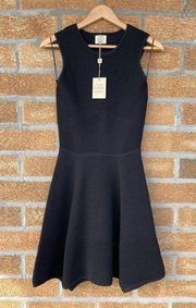 Torn By Ronny Kobo Textured Ribbed Fit & Flare Sleeveless Black Dress medium