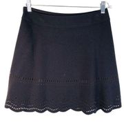 Ann Taylor LOFT Skirt A-Line 4 Black Cutouts Side Zip Lined New