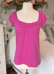 Romantic  Retro Pink Knit Top Short Sleeve