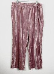 Marc New York Pink Velvet High Rise Wide Leg Pants