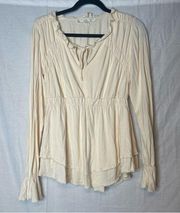 Boston Proper Cream Long Sleeve Top Size S SMALL