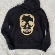 NWT  Gold Foil Skull Black Hoodie Size Medium