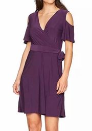 700 star vixen cold shoulder purple wrap dress