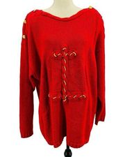 Vintage Breckenridge II Red Anchor Pullover Sweater Jumper Womens Size 2X