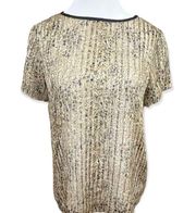 Ella Moss Silk Gold Lynx Sheer Animal Print top M