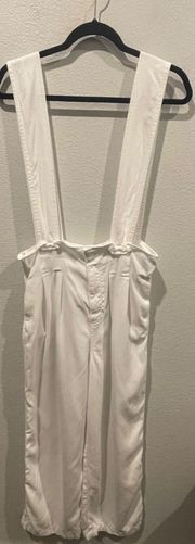 ZARA Wide Leg Strappy Antique White Overalls Jumpsuit