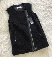 NWT  black sherpa faux leather vest