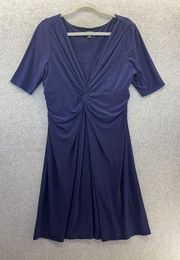 Chaps Women's Dress Solid Navy Blue Short Sleeve Size Petite XL V Neck Sheath