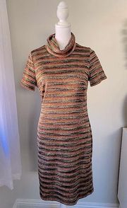 Chetta B Knit Metallic Turtleneck Dress