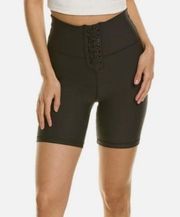 WeWoreWhat Solid Black Lace-Up Biker Bike Athleisure Shorts S Small NWT