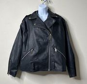 Missguided Black Faux Leather Moto Jacket Size 6