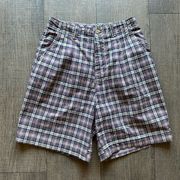 Vintage purple plaid high waisted shorts size 24