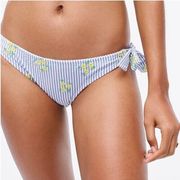 JCrew Side Tie Bikini Bottoms Seersucker Embroidered Floral Womens Size XS