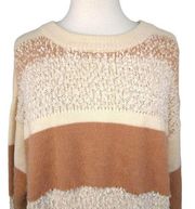 All in Favor Popcorn Fuzzy Knit Sweater Peach Striped Size Small NWT