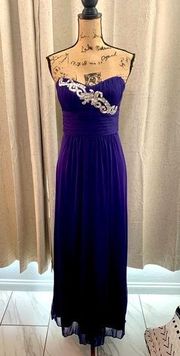 Strapless formal dress with rhinestone detail by Blondie‎ Nites Stacy Sklar sz 3