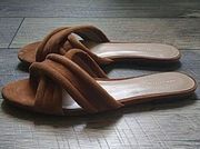 suede cross over tan sandals