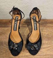 Juicy couture black velvet peep toe heels 8.5