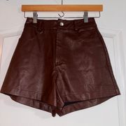 Brown Leather Shorts