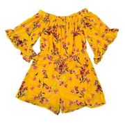 NEW Indulge Romper Size 1X Gogo Apparels Off Shoulder Floral Gold Purple Black