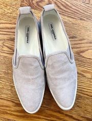 Karl Lagerfeld Clement Suede Leather Upper Slip-On Sneakers Size 8.5 Taupe Color