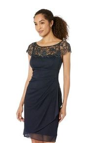 Xscape Womens Embellished Knee Bodycon Dress Sz 4