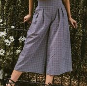 MISA Los Angeles Matos Gingham Wide Leg Culotte Pant Black and White Size L