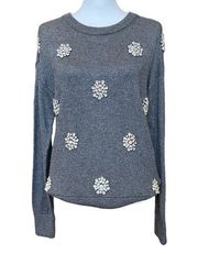 MICHAEL Michael Kors NWT Rhinestone Embellished Crewneck Sweater Gray Size M