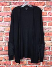Black  Nordstrom Soft Fur-Sleeved Knit Cardigan
