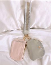 Dual Pouch Wristlet Vapor/Gold/White