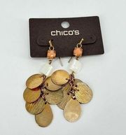 Nwt Chico's gold chandelier coin style earrings jingle sound