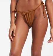 Good American Always Fits Tiny Ties Bikini Bottoms in Bronze Brown Size 00/0