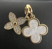 Gold Plated Mother Of Pearl Clover pendant charm  Stainless Steel