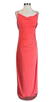 Women's Formal Dress by AQUA Size Small Coral Orange Backless Sleeveless Gown