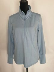 Athletic Blue Zip Front Top