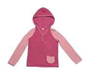 Y2K J Jill Contrast Sleeve Colorblock Knit Pullover Hoodie Pink Dainty Fairy XS