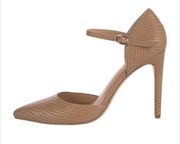 Halston Heritage Snake / Python Embossed Nude / Beige D’Orsay Pumps 7